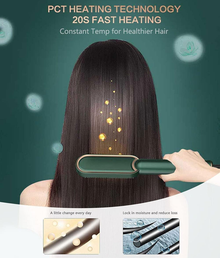 3-in-1 Ceramic Hair Straightening Brush for Women with 5 Heat Settings & 30-Second Fast Heating – Multicolored