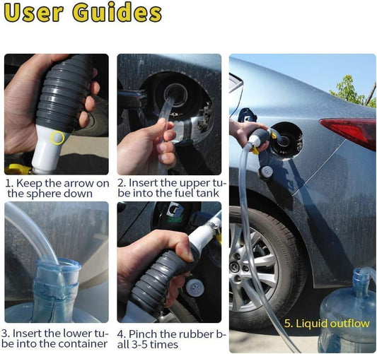 Fuel Transfer Pump Kit Tank Sucker Newest High Flow Hand Pump Portable Manual Car Bike Fuel Transfer Pump | Liquid Pipe Siphon Tool for Petrol Diesel, Water, Oil Liquid Water Fish Tank (Multi)