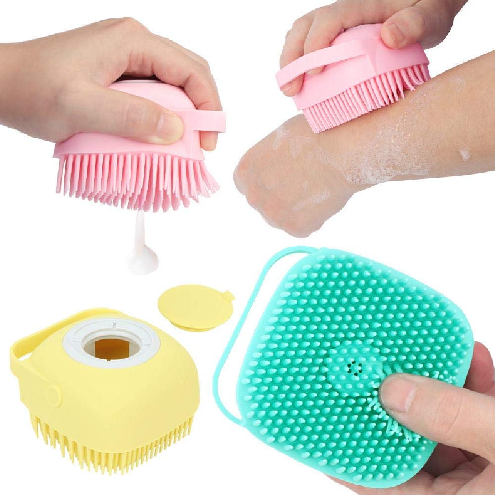 Silicone Bath Body Brush Shower Scrubber, For Cleaning Body with Shower Gel Dispenser Soft Massager with Non-toxic Brushes (Random Colors)