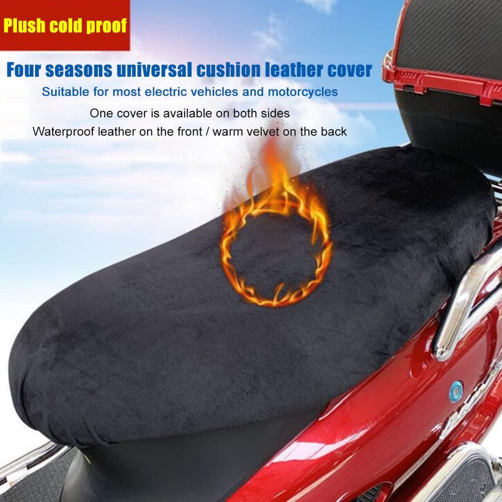 Universal Motorcycle Seat Cover PU Leather & 3D Mesh | Waterproof Breathable Scooter/Scooty Seat Cushion Cover | Removable Washable Motorbike Seat Protector (Black)