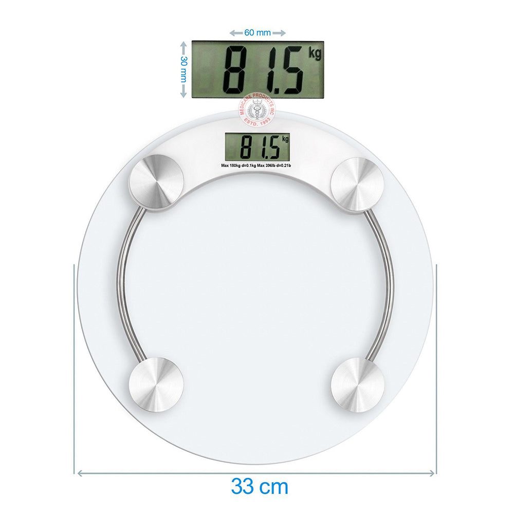 Digital Glass Weight Machine For Body Weight Round Personal Weighing Scale For Home Use Bathroom Weighing Machine (Transparent), 180 Kilograms