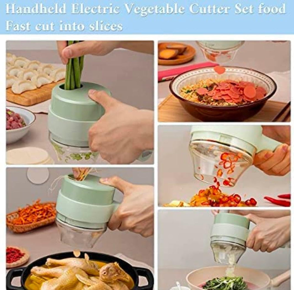 4-in-1 Electric Choppers - Multi-Function Food Processor, Mini Chopper, Garlic Masher, Slicer & Dicer - Compact Kitchen Gadget, Electric Mini Chopper, Vegetable Chopper, 250ml Bowl Capacity