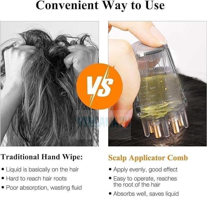 Hair Oil Applicator Comb,Smooth Root Comb Applicator Bottle For Scalp Oil,Anti Hair Loss Lotion Dispenser,Anti-Leak,6Ml Scale Control,Salon Care,Oily/Greasy Hair,Transparent-(Pack Of 1)