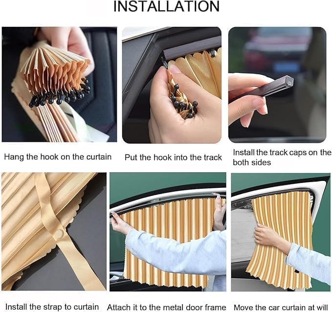 4pcs Magnetic Car Window Curtains, Car Window Sun Shade Protector - Car Sun Shade Protector Window, Car Side Window Privacy Cover, Car Curtain Window Slider, Removable - Keeps Cooler Screen