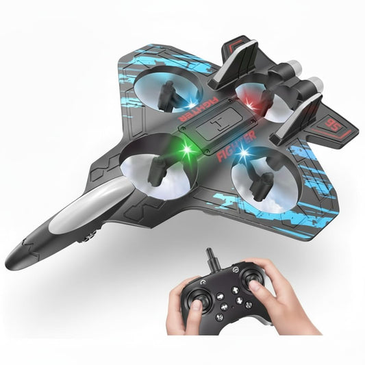 RC Fighter Jet Airplane for Kids & Adults | Remote Control Flying Plane Toy with LED Lights, 360° Flip & Stunt Roll | Rechargeable Easy to Fly RC Aircraft