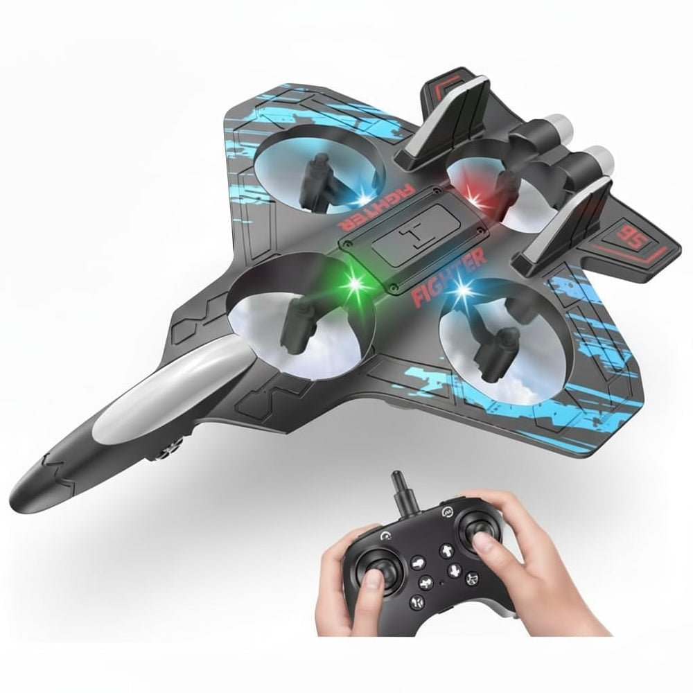 RC Fighter Jet Airplane for Kids & Adults | Remote Control Flying Plane Toy with LED Lights, 360° Flip & Stunt Roll | Rechargeable Easy to Fly RC Aircraft