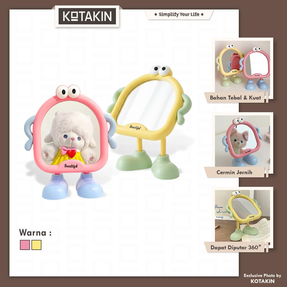 Cartoon Tabletop Vanity Mirror – Cute Standing Desk Mirror for Makeup, Dressing & Home Decoration