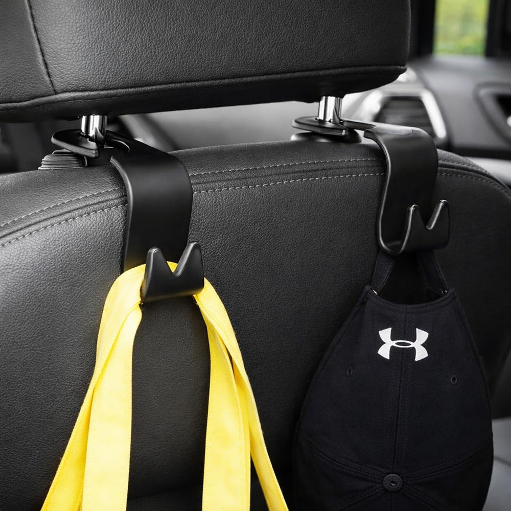 Car Backrest Hanger with Headrest Support Stand 4 Pcs – Sturdy Stance Hook for Neck & Back Support for Drivers, Multi-Purpose Seat Hanger for Bags & Clothes, Improves Posture & Driving Comfort