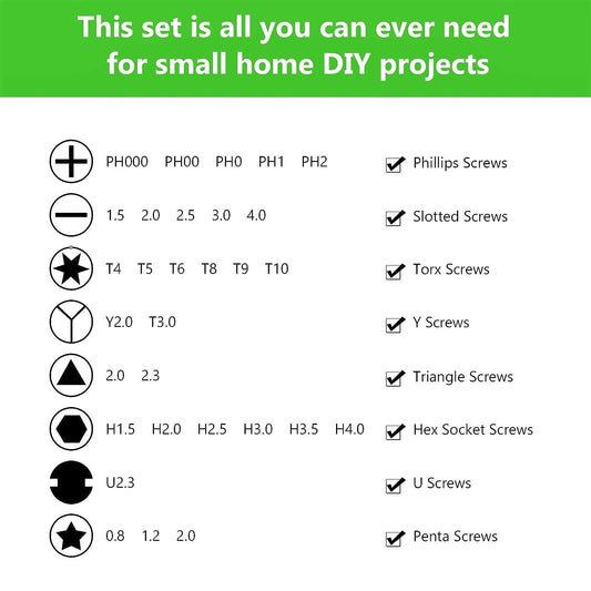 32 In 1 Magnetic Screwdriver Set With Extension Rod For Home Appliance, Laptop, Mobile, Computer, Toys & Watch Repairing,Green