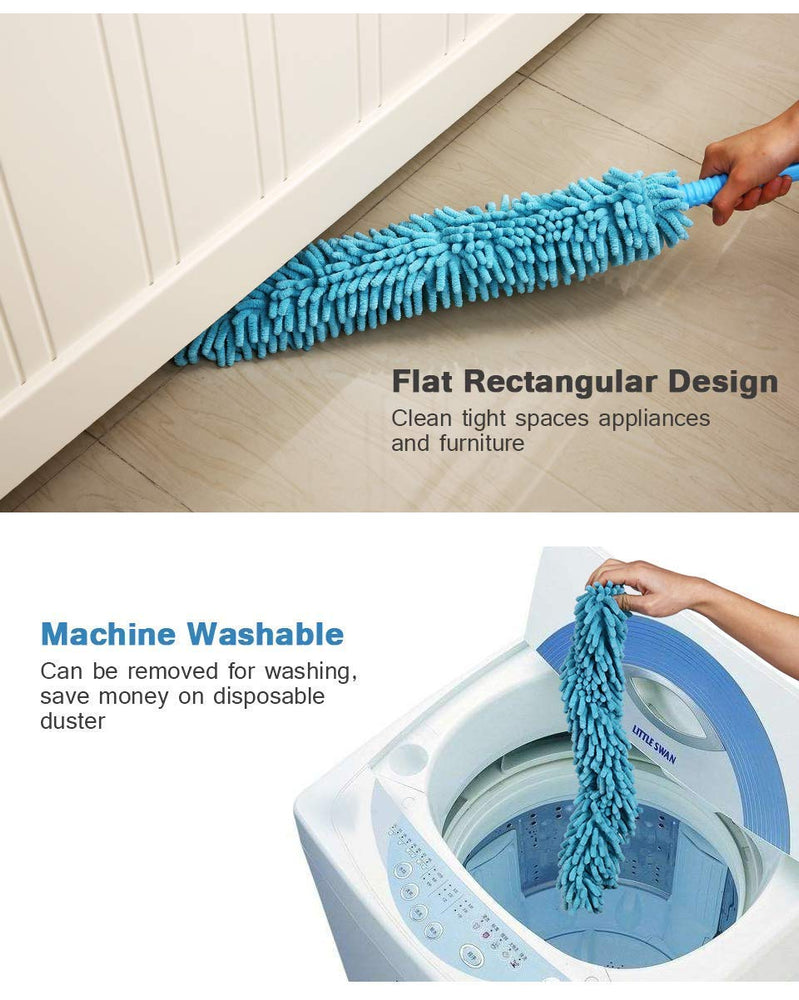 Multipurpose Microfiber Flexible with Expandable Rod for Dust Cleaning Fan Cleaner Brush with Long Rod Flexible Mop Duster for Cleaning of Home, Kitchen, Car, Ceiling-Blue, 68 cm
