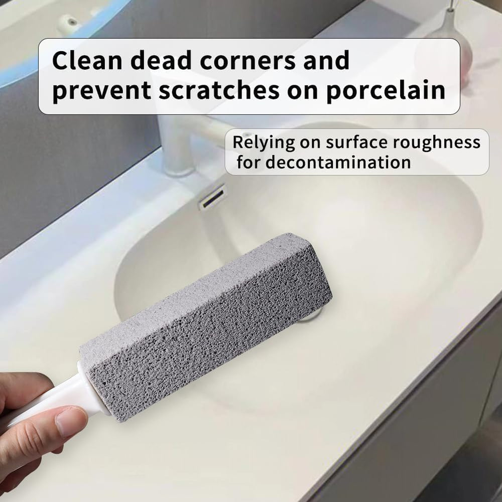 Premium Pumice Stone Toilet Bowl Cleaner with Handle – Heavy Duty Descaler for Hard Water & Rust Stains