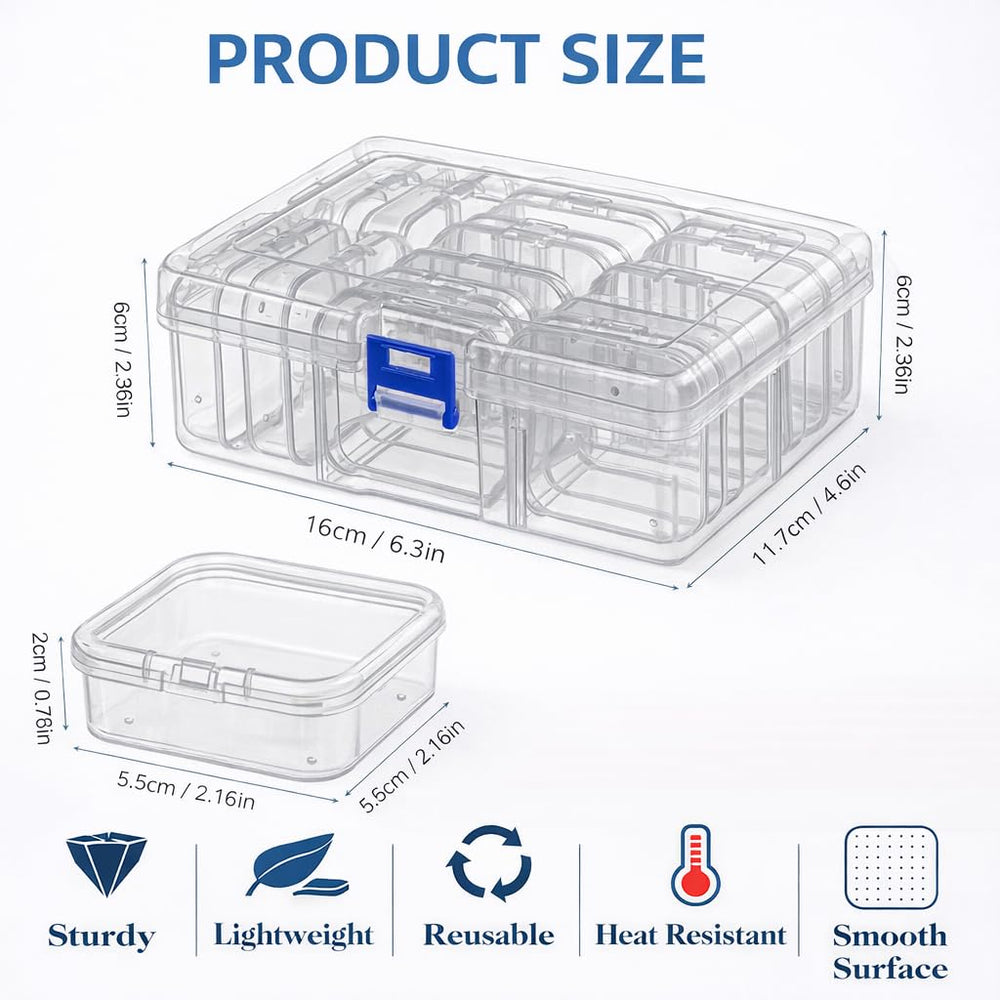 14 PCS Multipurpose Plastic Jewellery Storage Box | Transparent Bead & Ring Organizer | Portable Craft, Pills & Accessories Storage Case