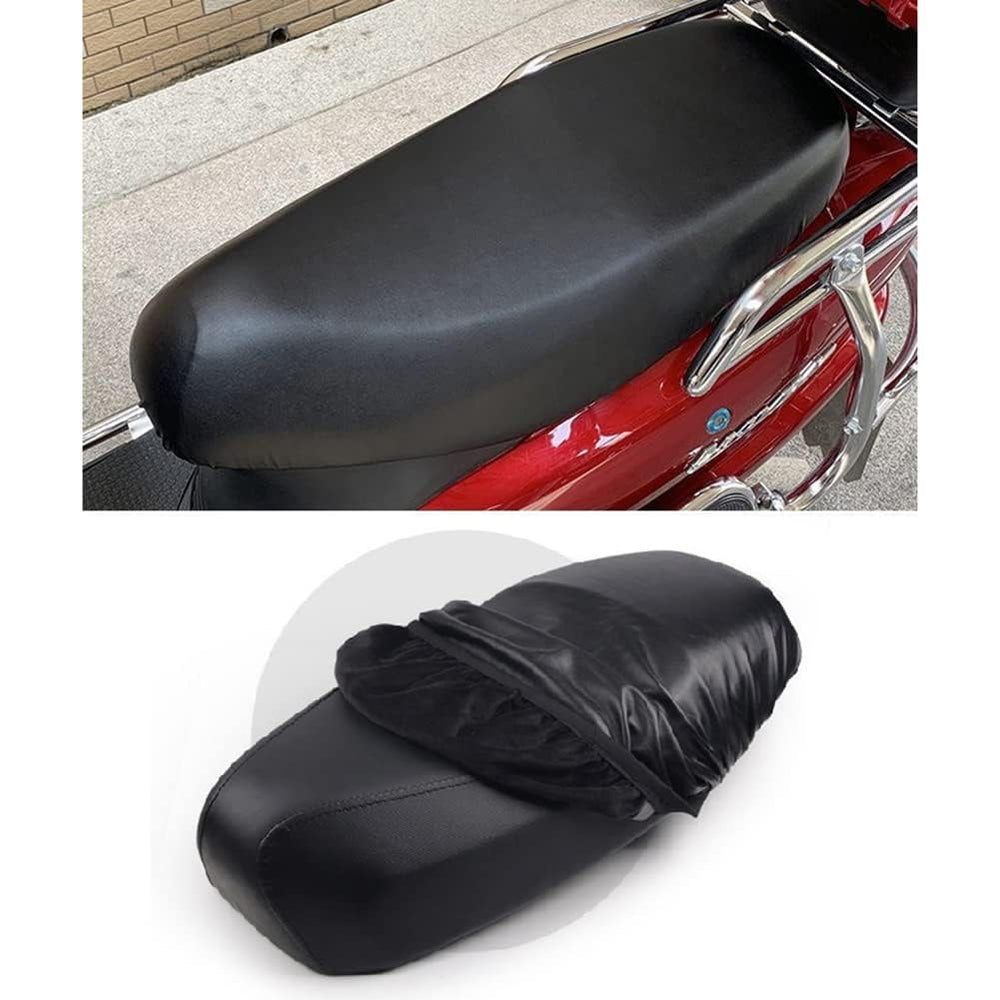 Universal Motorcycle Seat Cover PU Leather & 3D Mesh | Waterproof Breathable Scooter/Scooty Seat Cushion Cover | Removable Washable Motorbike Seat Protector (Black)