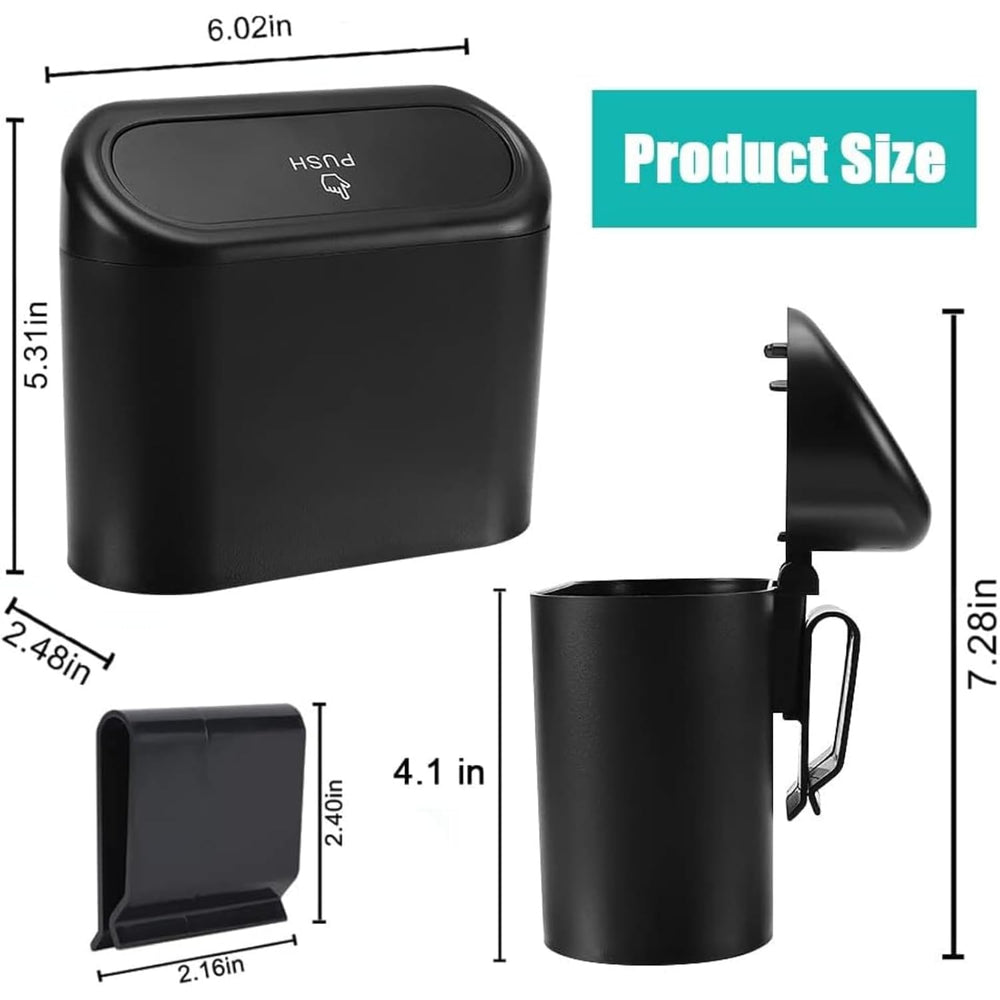 Car Trash Can with Lid – Mini Car Dustbin Hanging Auto Garbage Bin Holder for Car Interior, SUV, Office & Home (Black, Pack of 1)