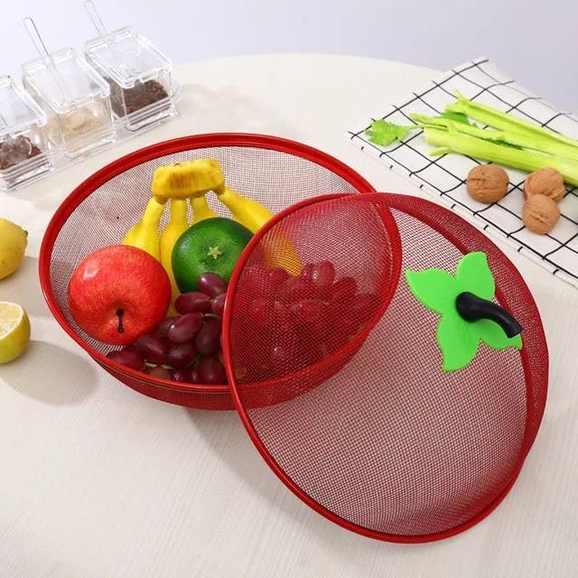 Apple Shape Net Fruits & Vegetables Basket for Kitchen, Fruit Basket with Net Cover, Fruit and Vegetable Stand Basket red