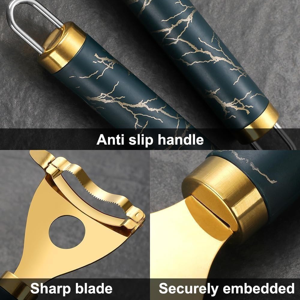 Gold Corn Peeler | Stainless Steel Corn Kernel Remover |Makai Quick & Easy Handheld Corn Cutter | Durable & Sharp Cob Stripper | Kitchen Essential for Effortless Corn Peeling