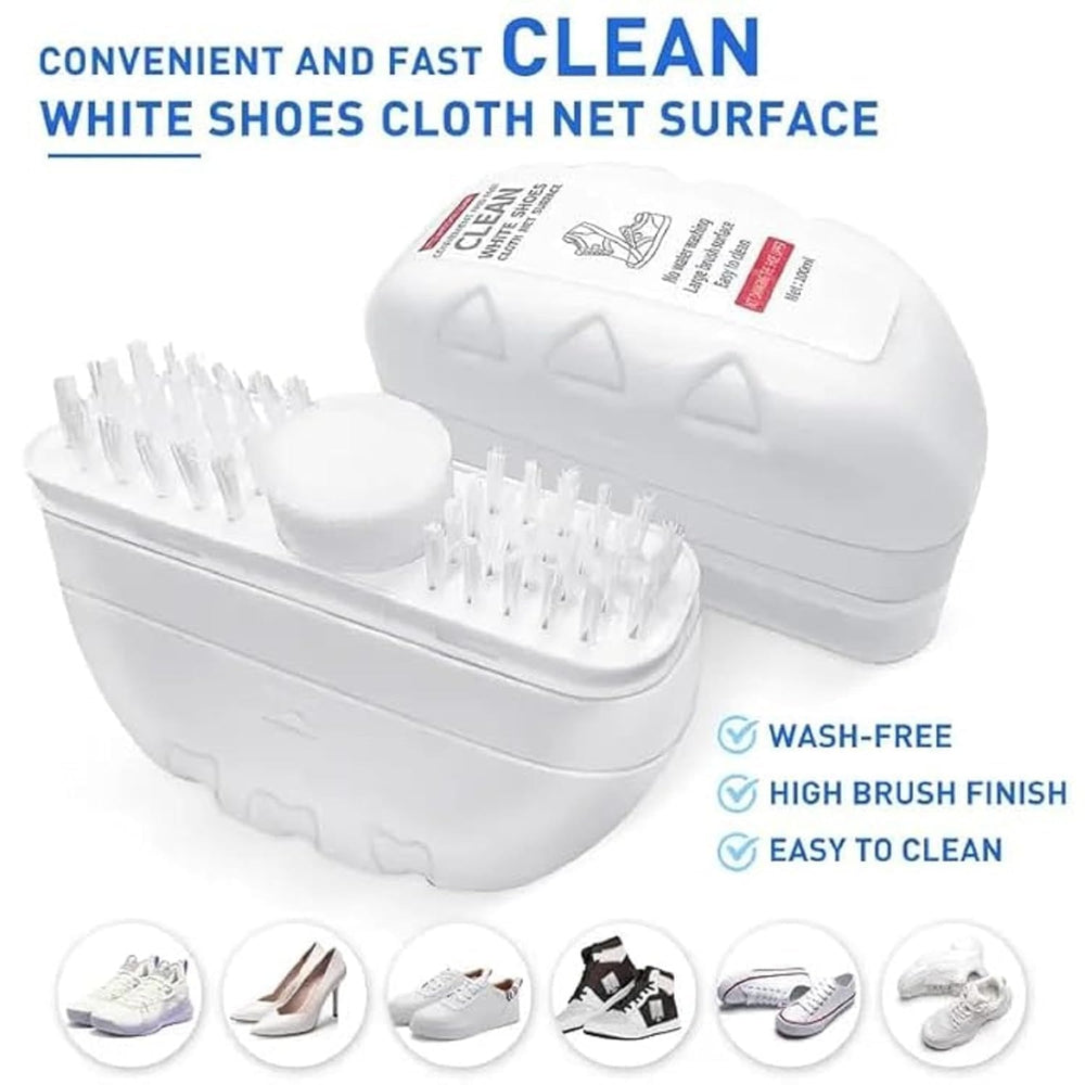 2-in-1 White Shoe Cleaner Kit | Convenient No-Scrub Cleaning Brush for Sneakers, Sports Shoes & Cloth Surfaces | Quick Stain Remover, Travel-Friendly Shoe Care Accessory (1)