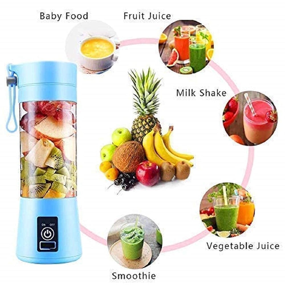 Portable 6-Blade USB Rechargeable Juicer Blender (380ml) – Personal Smoothie & Shake Maker