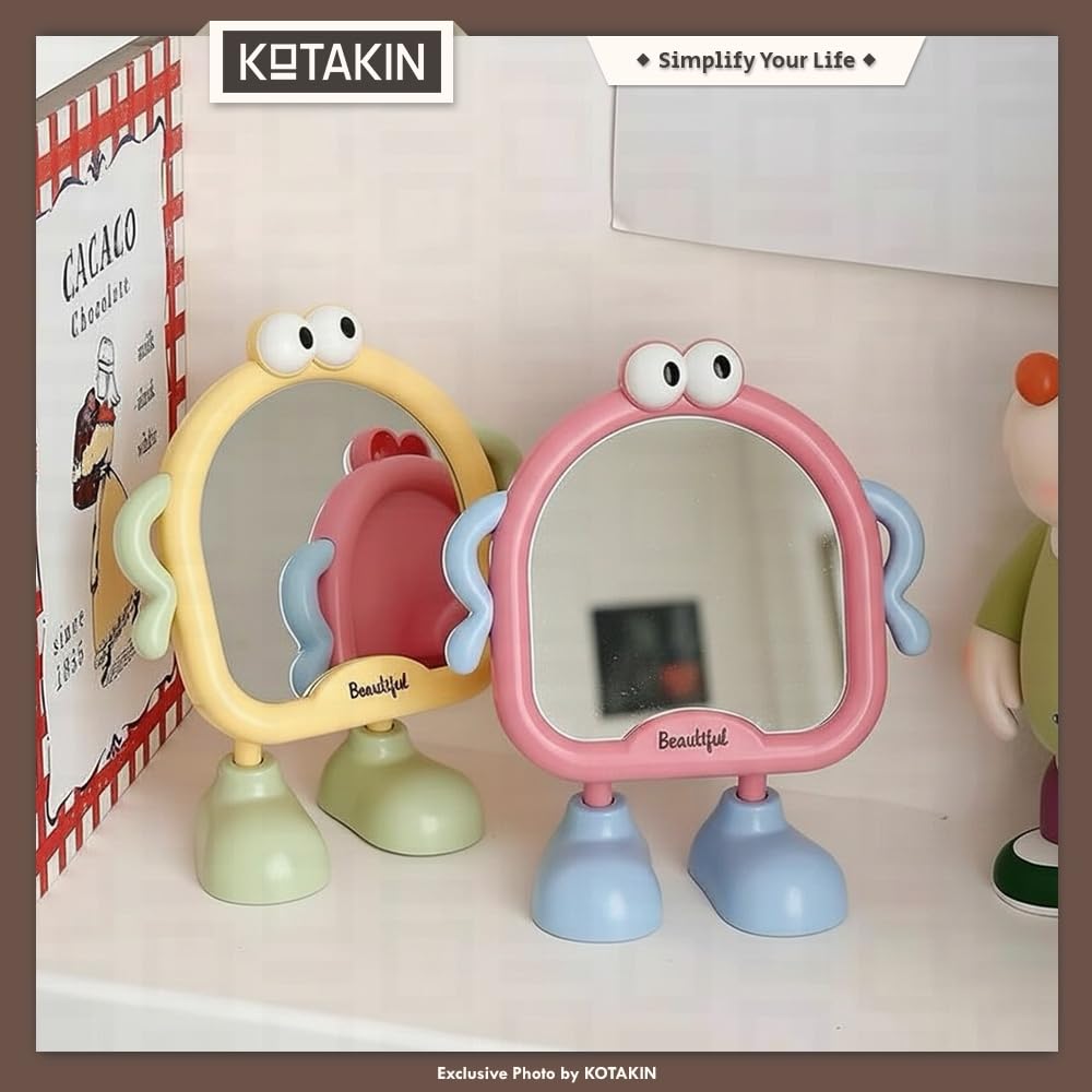 Cartoon Tabletop Vanity Mirror – Cute Standing Desk Mirror for Makeup, Dressing & Home Decoration