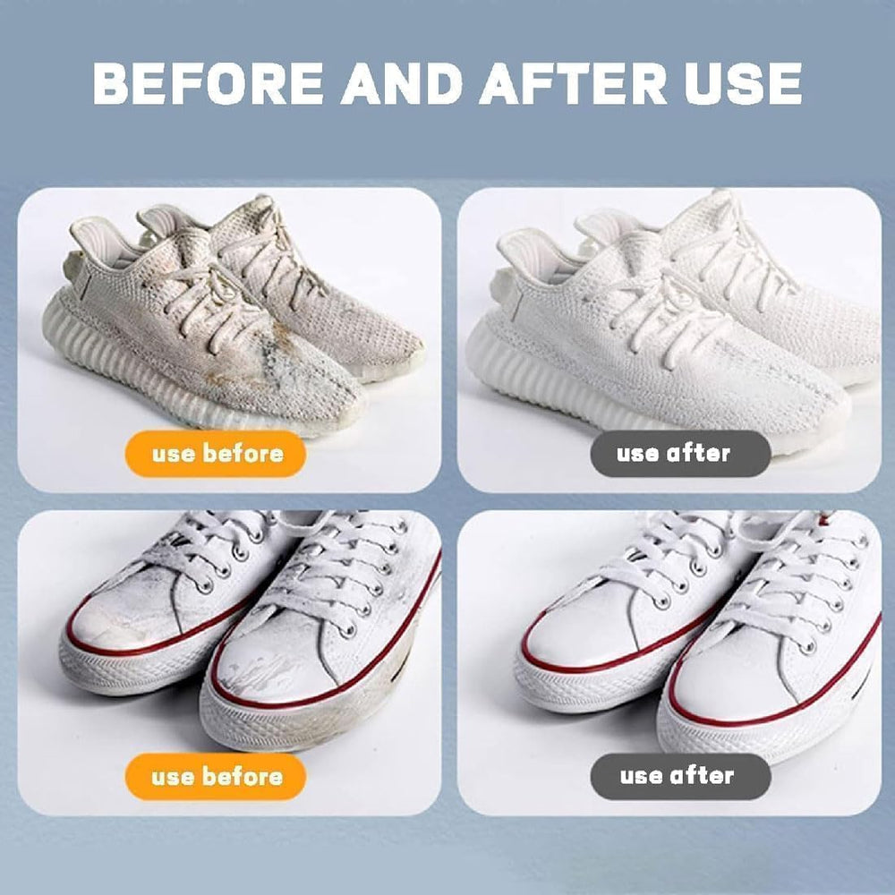 2-in-1 White Shoe Cleaner Kit | Convenient No-Scrub Cleaning Brush for Sneakers, Sports Shoes & Cloth Surfaces | Quick Stain Remover, Travel-Friendly Shoe Care Accessory (1)