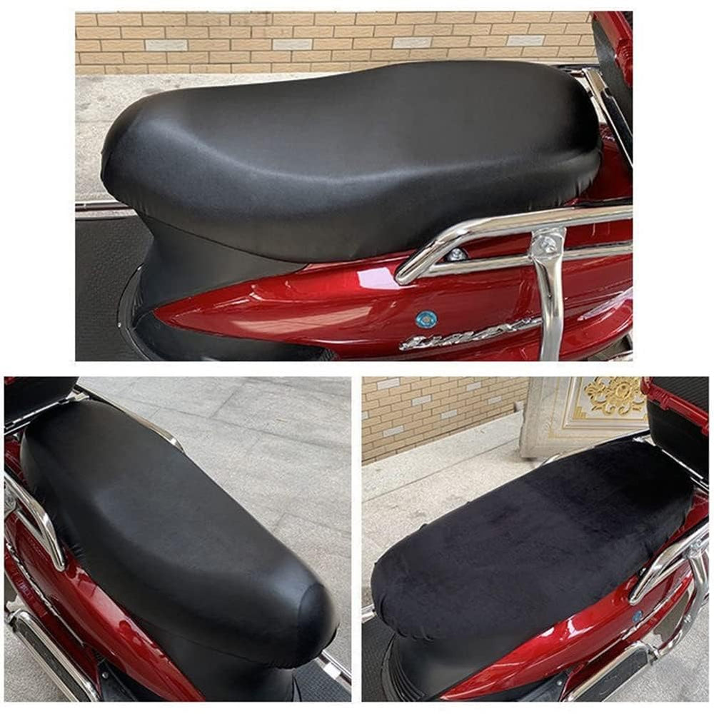 Universal Motorcycle Seat Cover PU Leather & 3D Mesh | Waterproof Breathable Scooter/Scooty Seat Cushion Cover | Removable Washable Motorbike Seat Protector (Black)