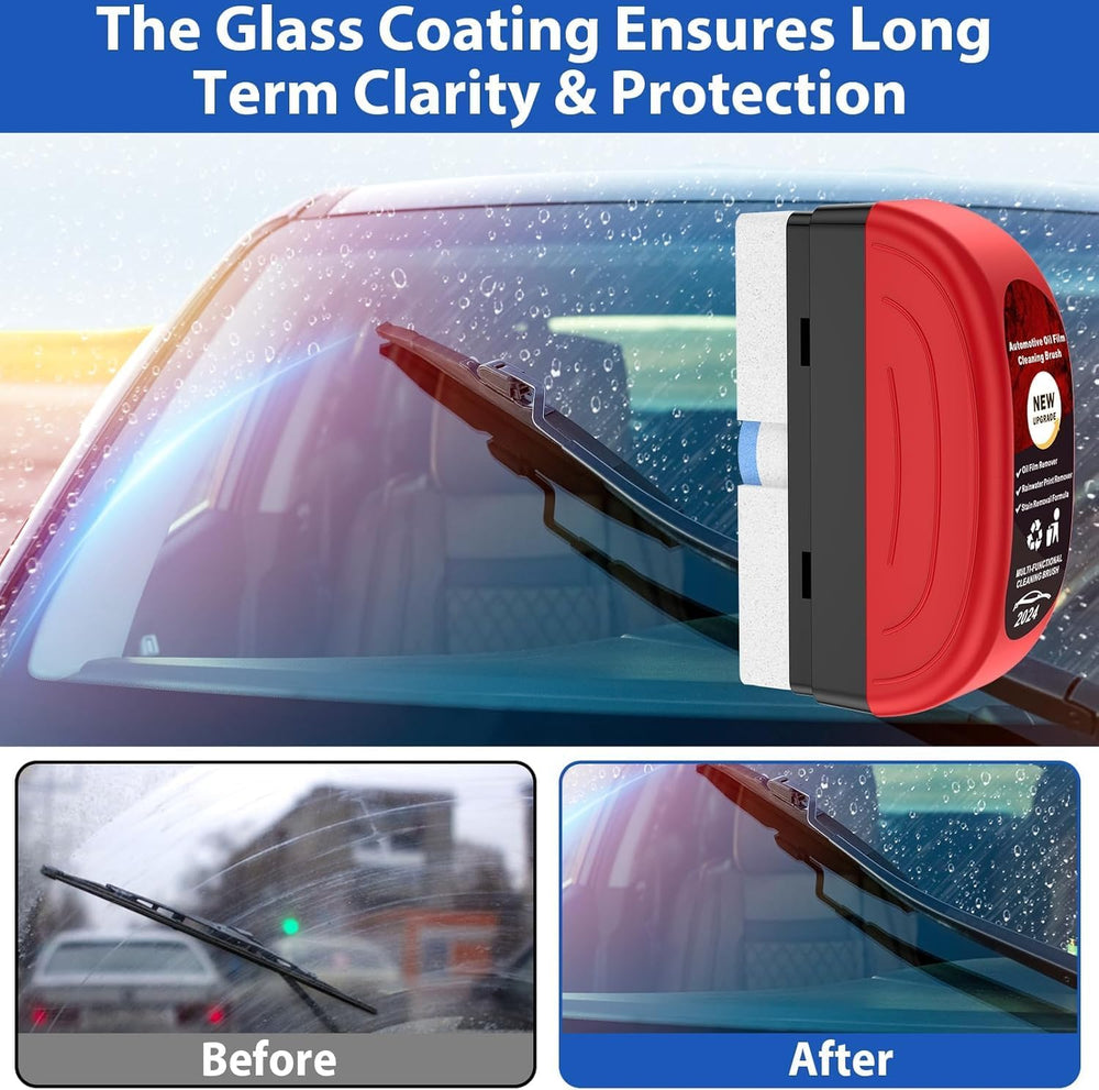 Automotive Oil Film Cleaning Brush, Car Glass Oil Film Removal Cleaner, Glass Cleaning Board, Powerful Windshield Cleaner & Oil Film Remover, Enhance Visual Effect Of Windshield