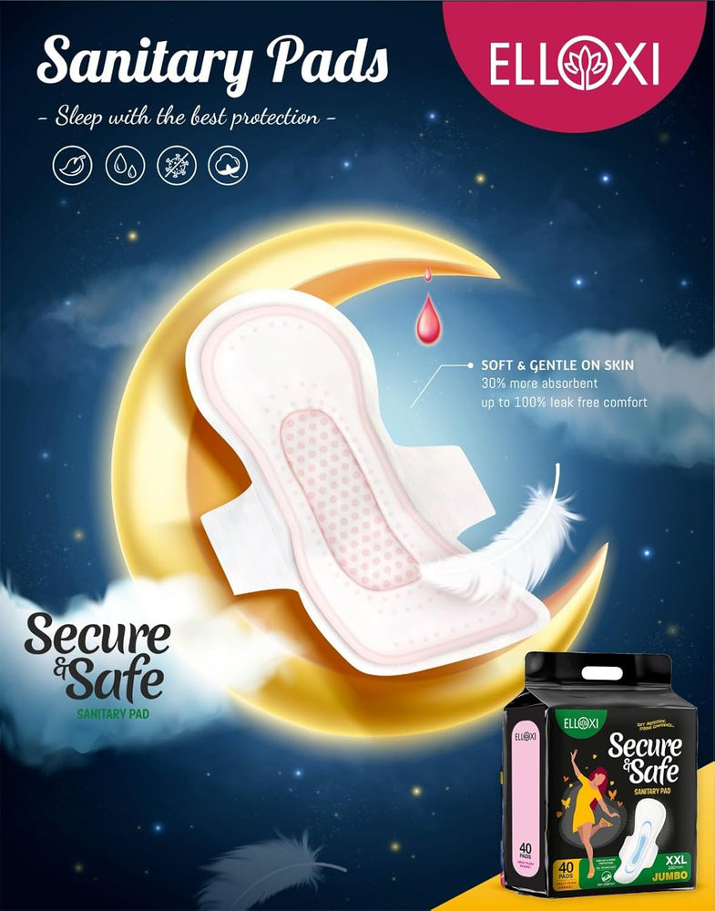 Elloxi XXL Sanitary Pads for Women, 320mm Extra Large, Pack of 40