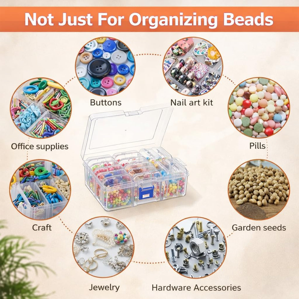 14 PCS Multipurpose Plastic Jewellery Storage Box | Transparent Bead & Ring Organizer | Portable Craft, Pills & Accessories Storage Case