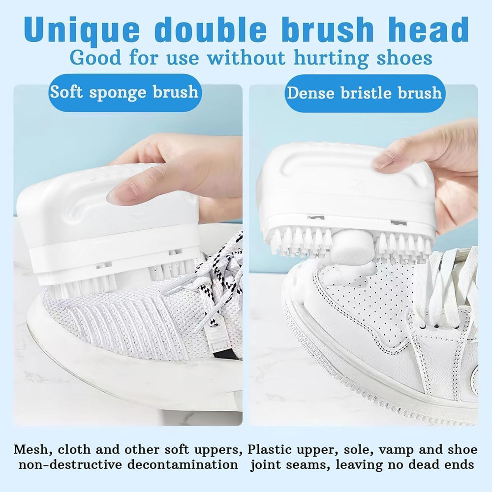 2-in-1 White Shoe Cleaner Kit | Convenient No-Scrub Cleaning Brush for Sneakers, Sports Shoes & Cloth Surfaces | Quick Stain Remover, Travel-Friendly Shoe Care Accessory (1)