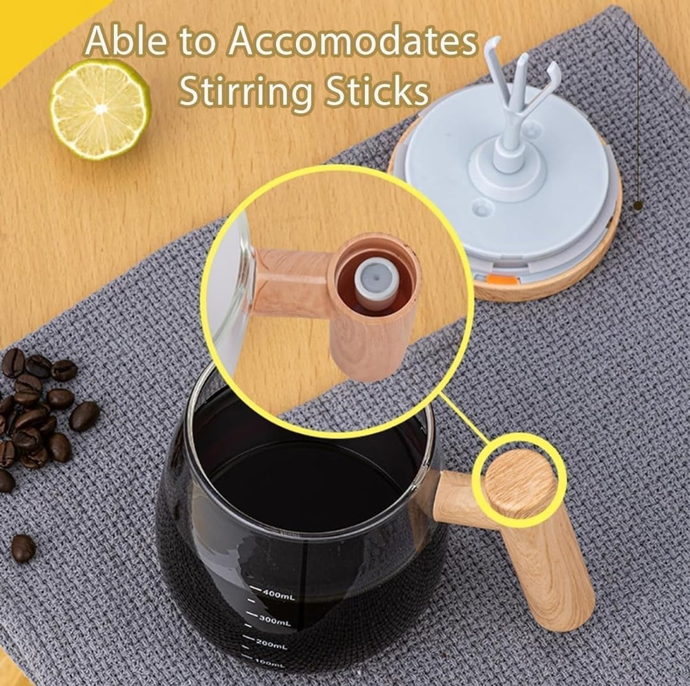 Electric Self Stirring Coffee Mug with Plastic Handle & Glass Cup – USB Rechargeable Automatic Coffee Mixer Cup with Magnetic Stirrer for Coffee, Milk, Protein Shake, Hot Chocolate (400ml)