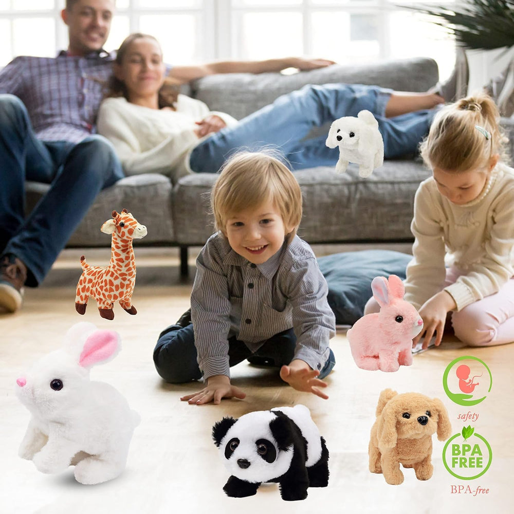 Hopping Walking Dog Toy with Sounds, Jumping Dog Wiggling Tails, Twitching Mouth and Nose, Educational Interactive Dog Toy for Baby Kids Children