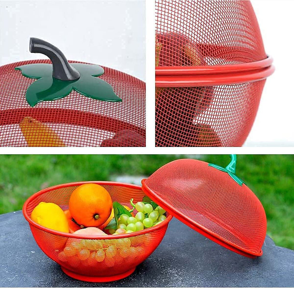 Apple Shape Net Fruits & Vegetables Basket for Kitchen, Fruit Basket with Net Cover, Fruit and Vegetable Stand Basket red