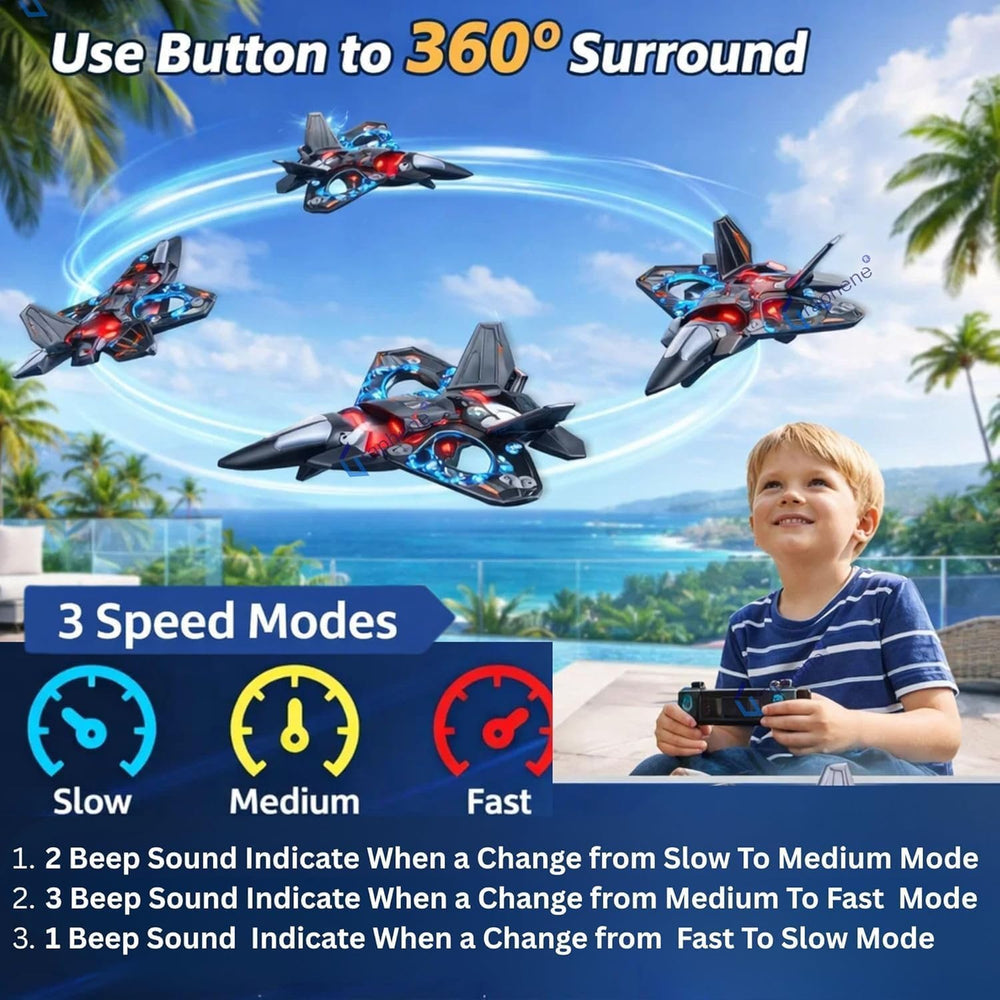 RC Fighter Jet Airplane for Kids & Adults | Remote Control Flying Plane Toy with LED Lights, 360° Flip & Stunt Roll | Rechargeable Easy to Fly RC Aircraft