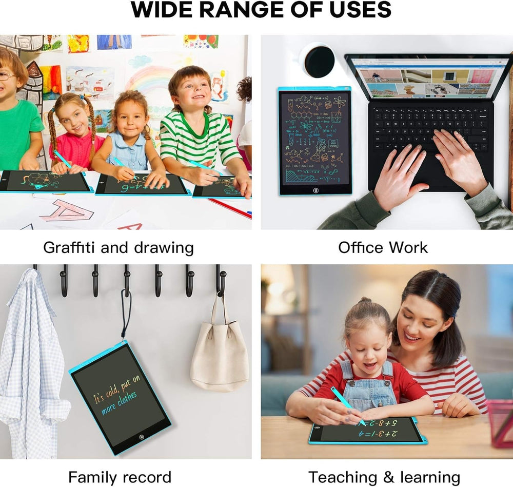 LCD Writing Tablet Drawing Board 12 Inch Colorful Girls Toys Christmas Birthday Gift for 3 4 5 6 7 Year Old Girls Erasable Drawing Tablet Doodle Board Toddler Learning Toys for Girls Age 3+ (Sky)
