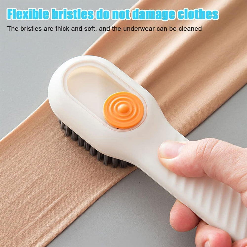 Multifunctional Liquid Shoe Brush with Liquid Box, Adding Liquid Filled Shoe Washing Brush with Soap Dispenser Press Type, Long Handle Shoe Cleaner Brush Cleaning with New Liquid Cartridge Pack of 1