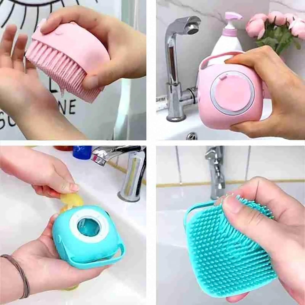 Silicone Bath Body Brush Shower Scrubber, For Cleaning Body with Shower Gel Dispenser Soft Massager with Non-toxic Brushes (Random Colors)