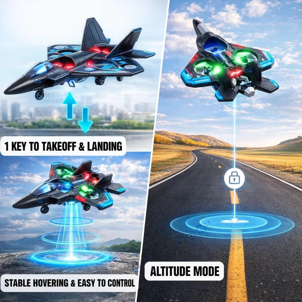 RC Fighter Jet Airplane for Kids & Adults | Remote Control Flying Plane Toy with LED Lights, 360° Flip & Stunt Roll | Rechargeable Easy to Fly RC Aircraft