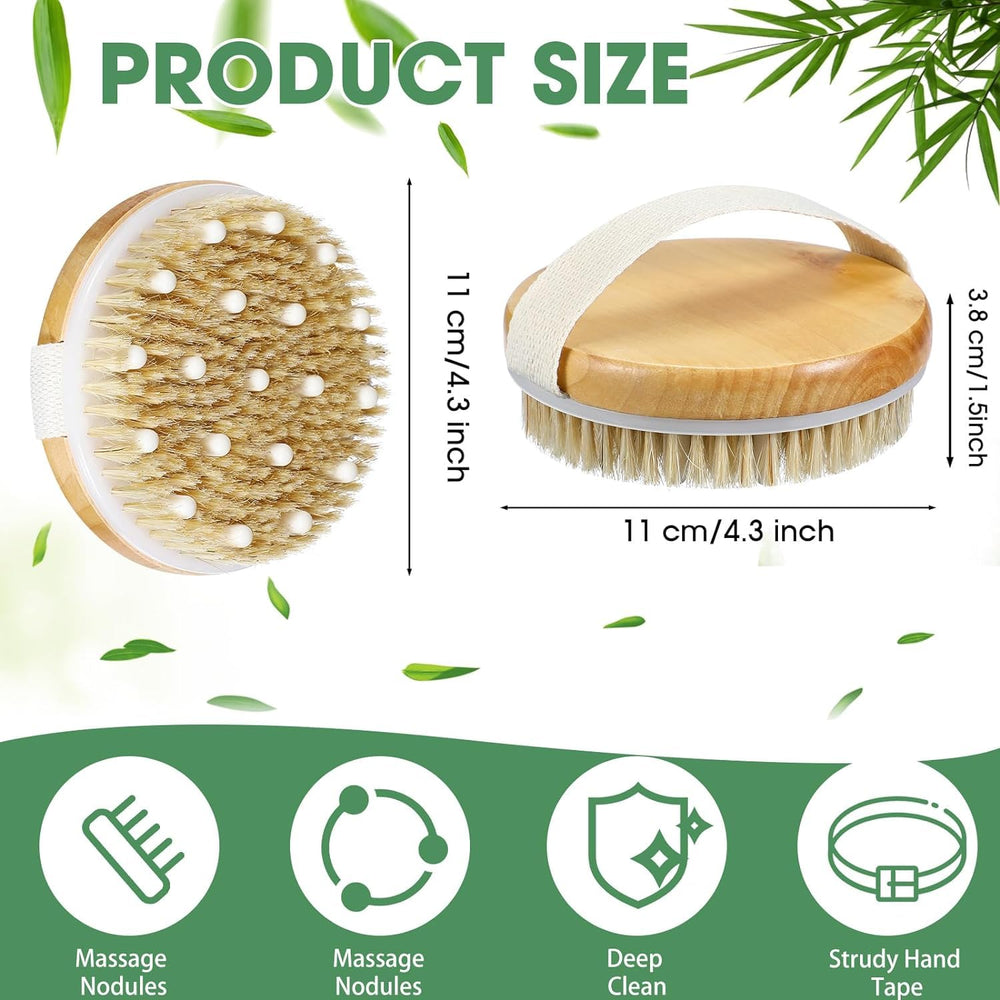 Dry Brushing Body Brush Exfoliating Body Scrubber Wooden Shower Brush Body Exfoliator Dry Brush Bath Brush for Cellulite and Lymphatic, Improve Circulation, Stop Ingrown Hairs