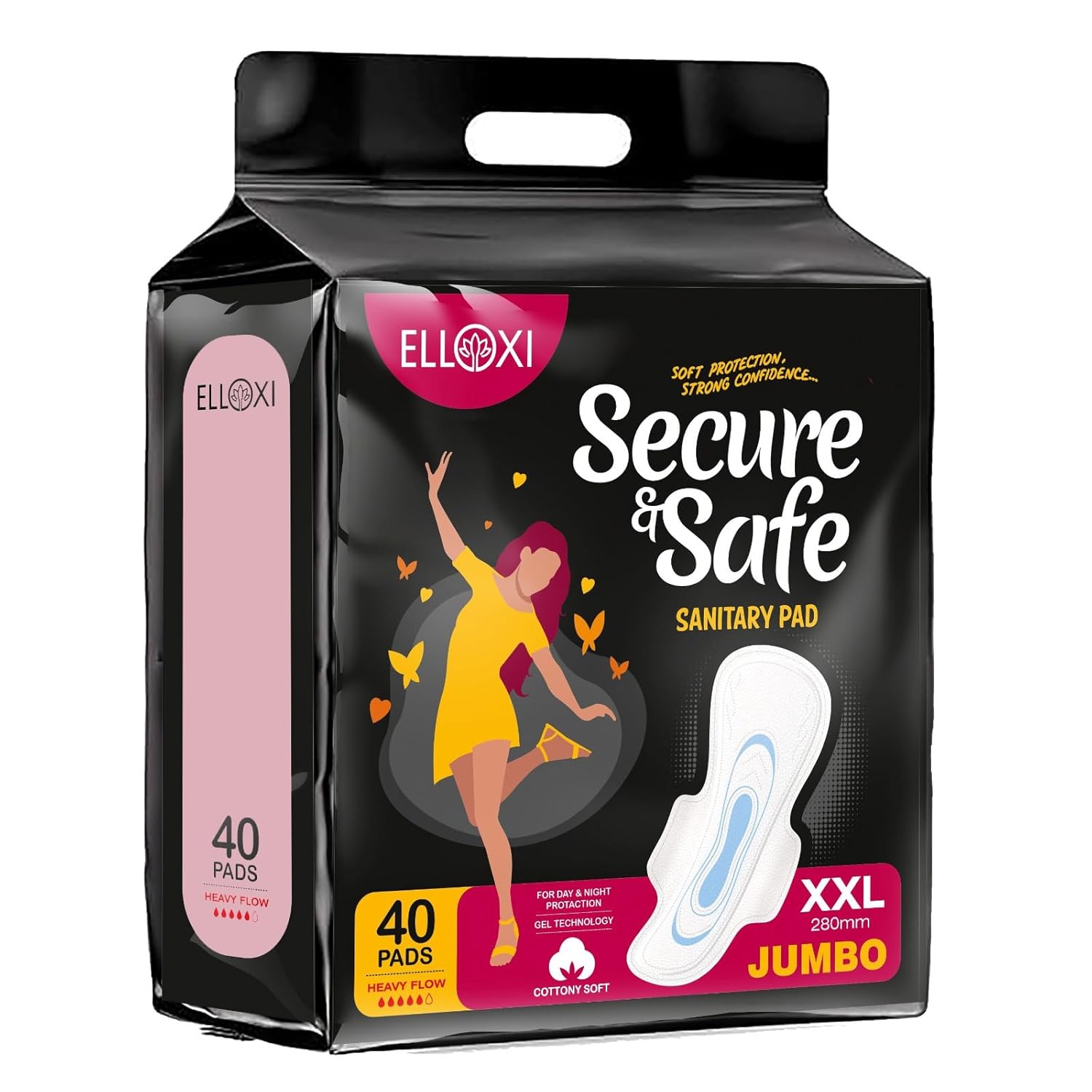 Elloxi XXL 320mm Jumbo Sanitary Pads Pack of 40 for women
