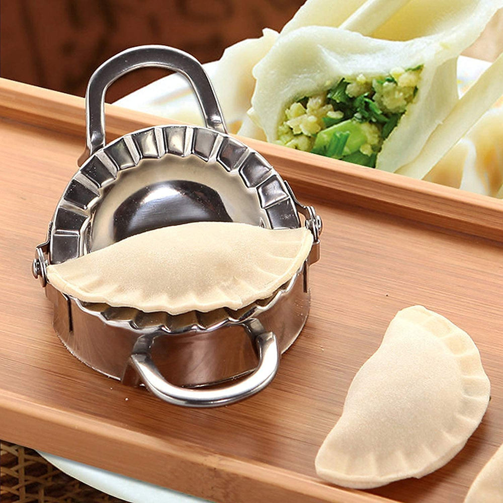 Big Size Stainless Steel Dumpling Making Kit,Gujiya/Gujia Karanji Momos Maker Mould Cutter Sacha Machine,Kitchen Molds for Festivals,Ravioli Cake Dumpling Pastry Pierogi Dough Wraps Mold-1Pc