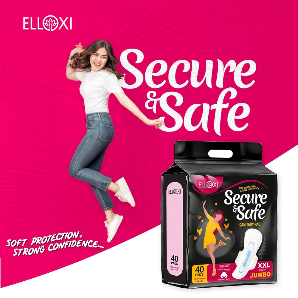 Elloxi XXL Sanitary Pads for Women, 320mm Extra Large, Pack of 40
