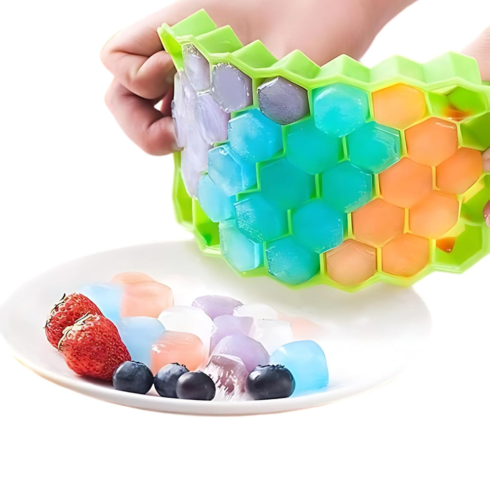 Ice Cube Tray Silicone for Freezer Honeycomb 37 Cavity Ice Cube Mould Flexible Tray Without Lid for Freezer, Chocolate Cake Maker, Ice Trays for Chilled Drinks, Reusable (Pack of 1)