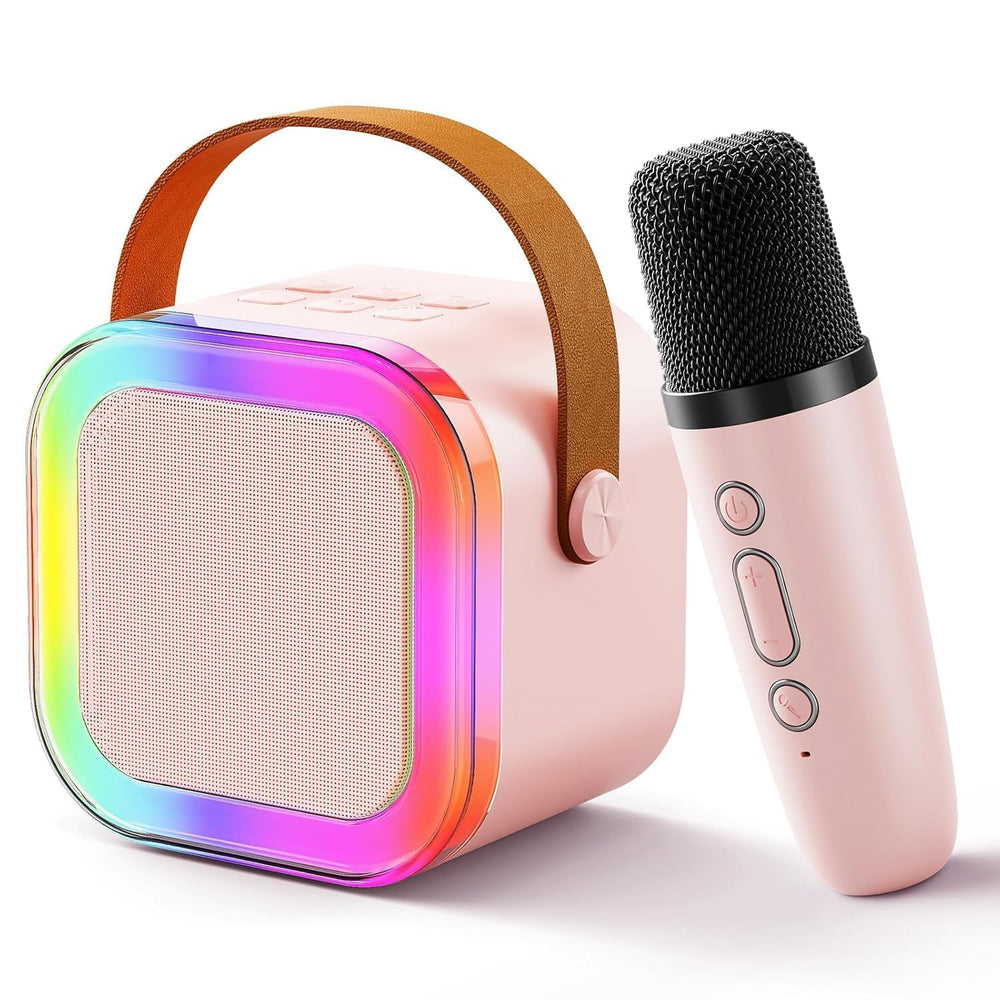 Karaoke Rechargeable Wireless Mini Bluetooth Speaker with Microphone & LED Lights | Portable Singing Machine for Kids Boys & Girls | Music Toy Birthday Gift for Children & Adults