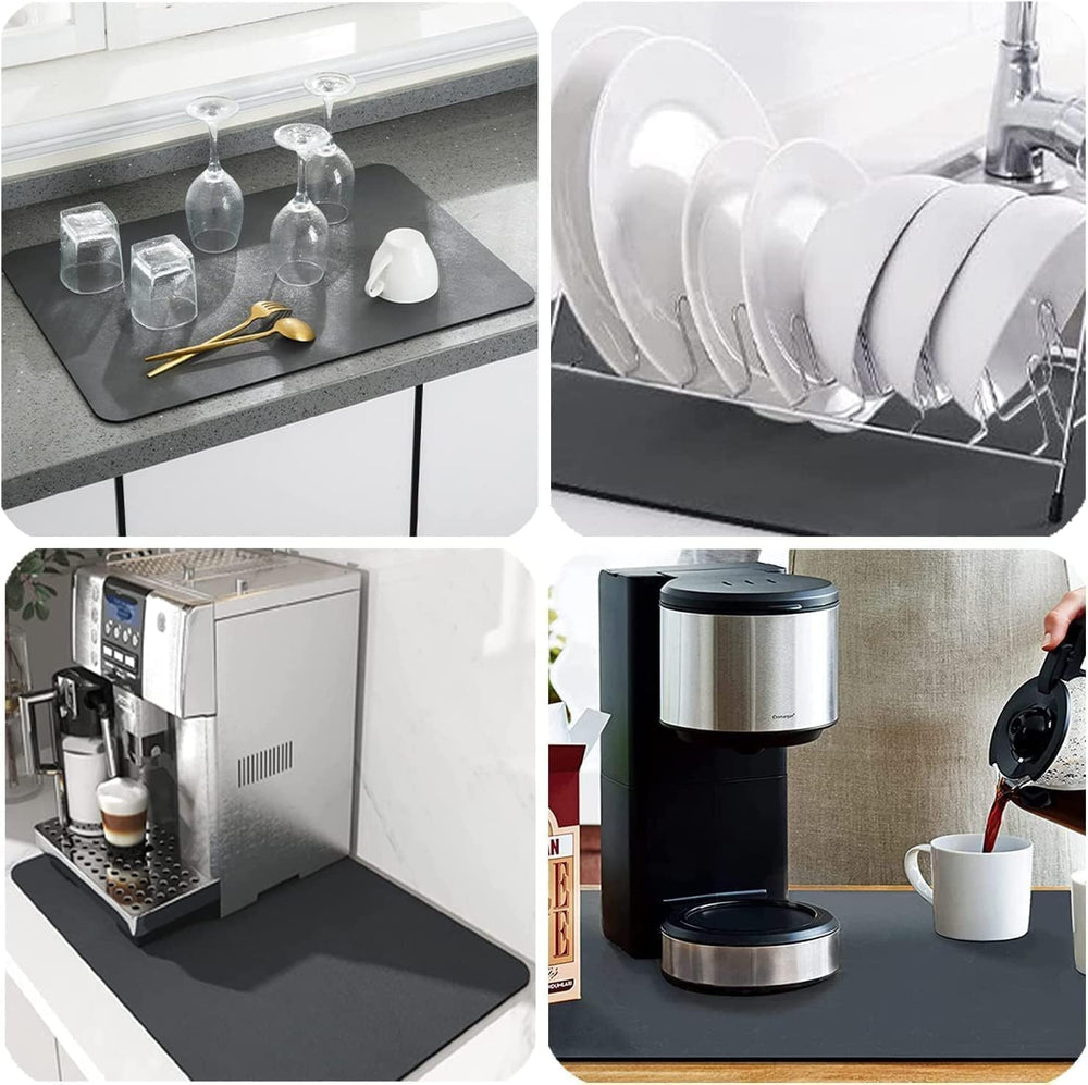 Dish Drying Mat Large – Water Absorbing Mat for Kitchen, Kitchen Drying Mat for Wet Utensils, Drying Mat for Kitchen Utensils (30 x 40 cm)