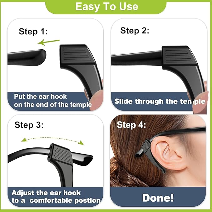 Eyeglasses Anti-slip Grip Soft Comfortable Holder Silicone Hook Eyeglass Temple Tips Sleeve Retainer for Sunglasses | 7 Cm