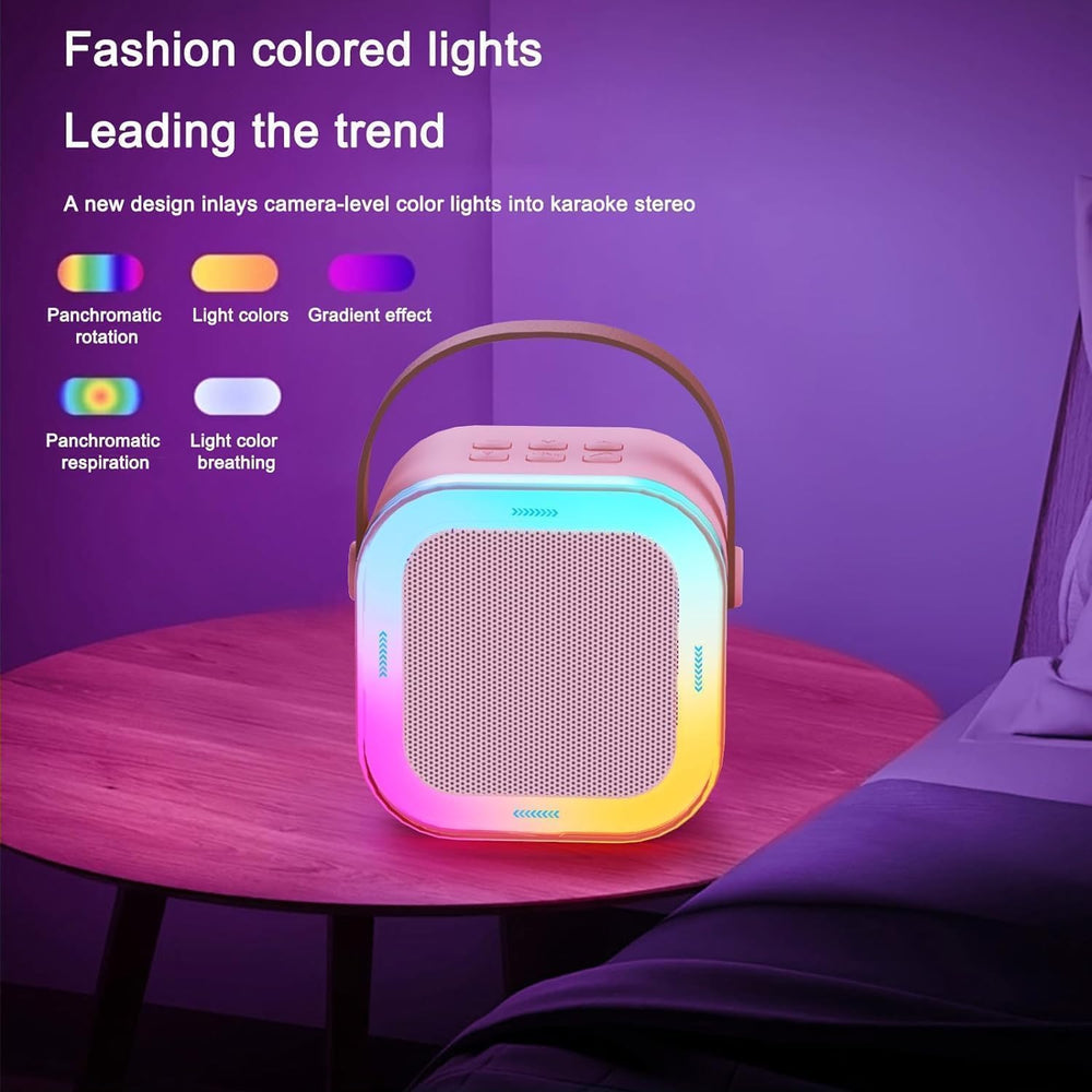 Karaoke Rechargeable Wireless Mini Bluetooth Speaker with Microphone & LED Lights | Portable Singing Machine for Kids Boys & Girls | Music Toy Birthday Gift for Children & Adults