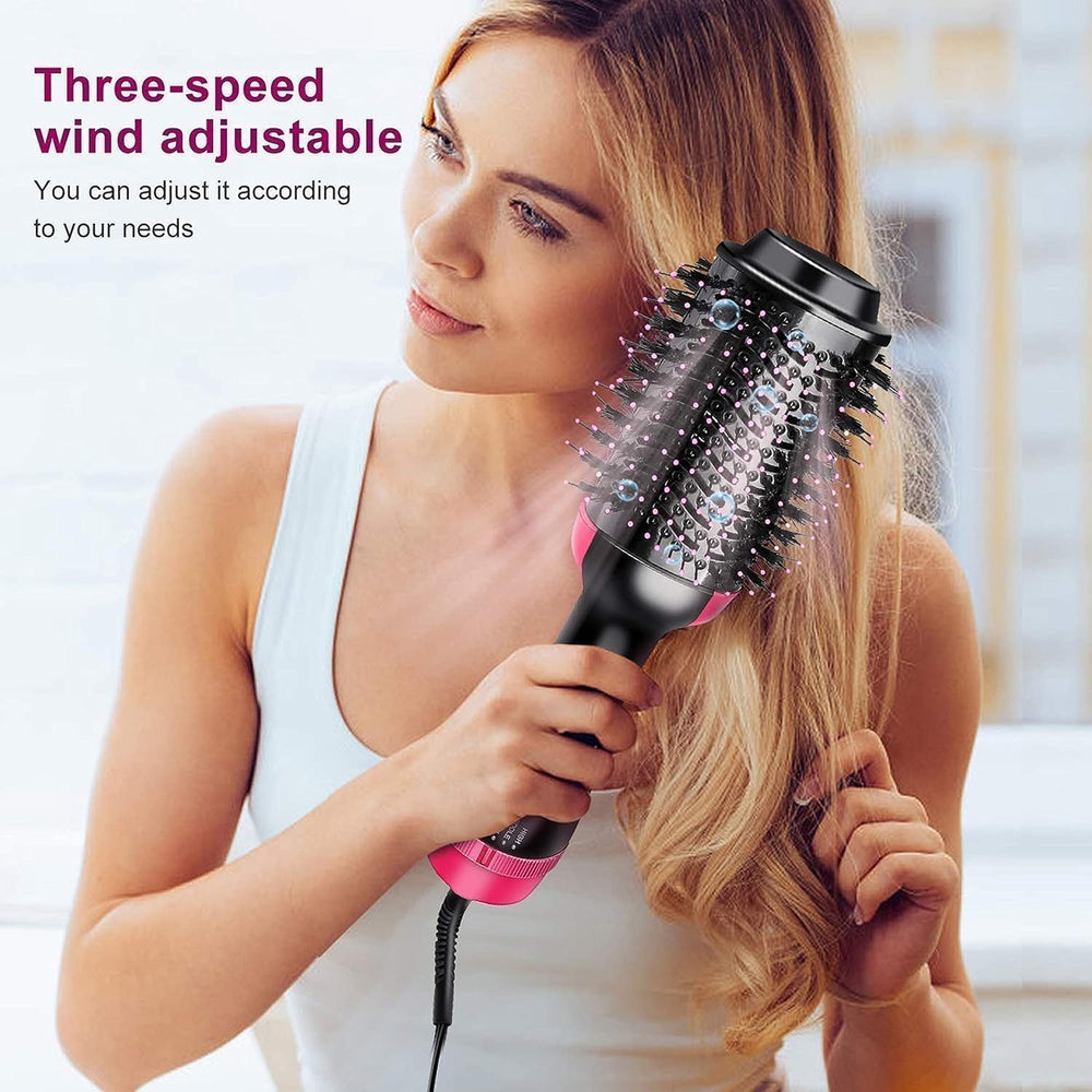 One Step Hot Air Brush 4 in 1 Hair Dryer Brush, One Step Hair Dryer & Volumizer with Ceramic Ionic Technology, 3 Heat Settings Blow Dryer Brush for Straightening Curling and Styling Hair