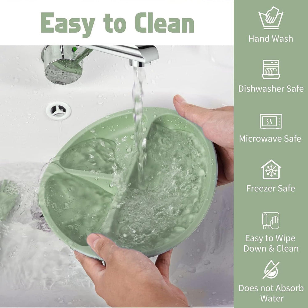 6PCS Silicone Baby Feeding Set – Suction Plate, Bowl, Bib, Spoon, Fork & Cup – BPA-Free, Microwave & Dishwasher Safe – Soft & Safe for Babies 6 Months+ (Green)