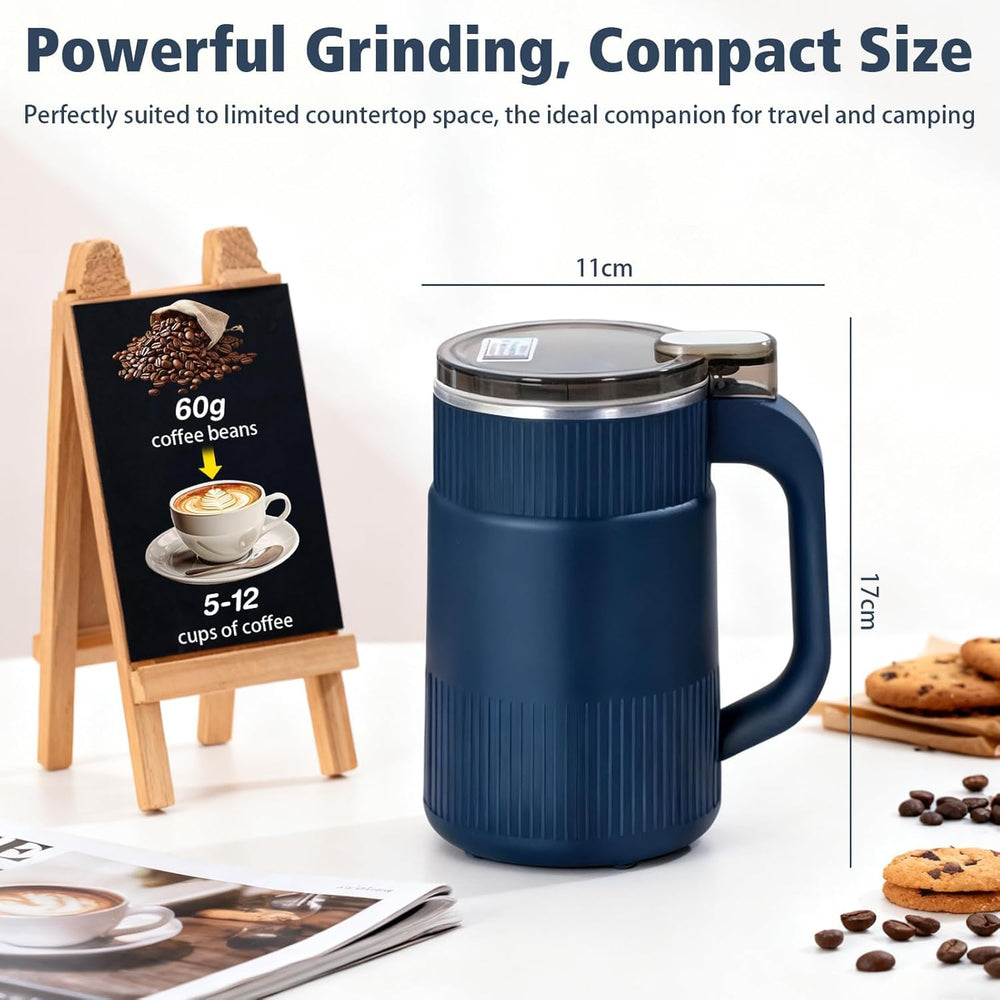 Portable Electric Spice & Coffee Grinder with Handle | Stainless Steel Mini Mixer for Masala, Dry Herbs & Nuts | Compact Powerful Motor | Small Kitchen Grinding Machine