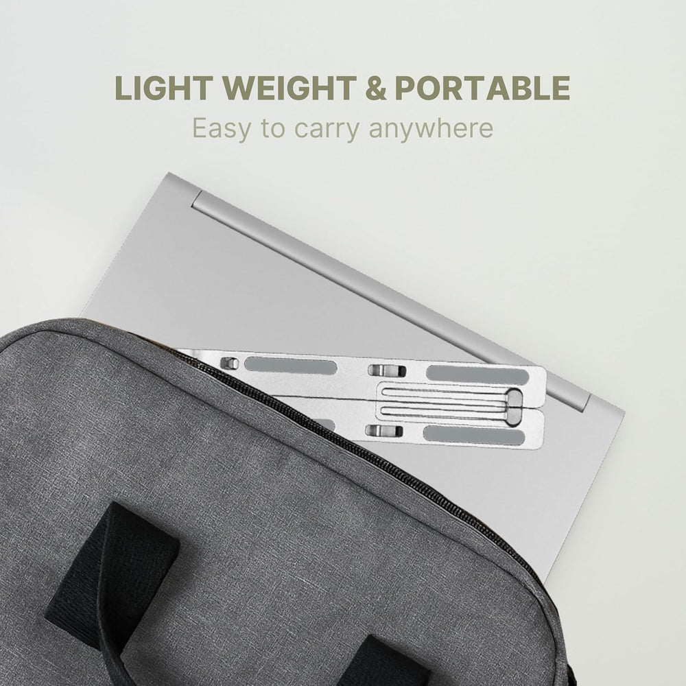 Laptop Tabletop Stand, Fold-Up, Adjustable, Ventilated, Portable Holder For Desk, Aluminum Foldable Laptop Ergonomic Compatibility With Up To 15.6-Inch Laptop, All Mac, Tab, And Mobile (Silver)